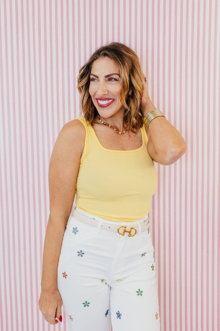 Wear Everywhere Tank Top In Bright Yellow - Reg & Curvy - Macoma Boutique110 Tanks