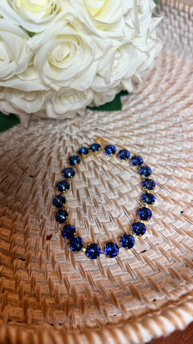 Wrapped in Sparkles Anklet/Lariat in Gold Royal Blue - Macoma Boutique315 Jewelry