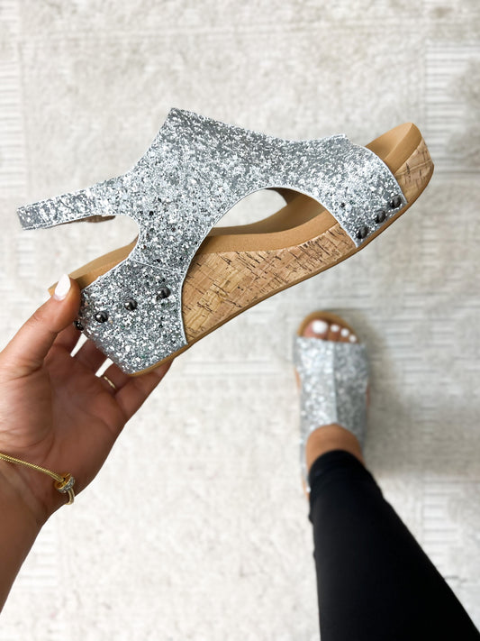 Corky's Silver Glitter Carley Sandals- FINAL SALE