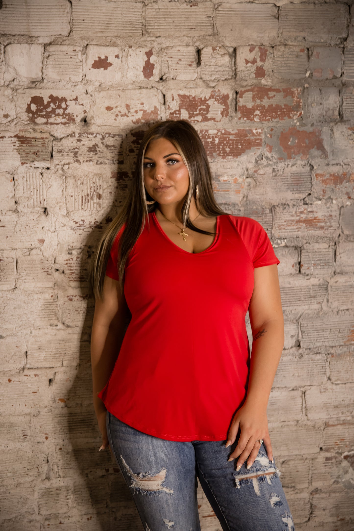 Phierce Fashions Flowy V-Neck Brami Tee- FINAL SALE