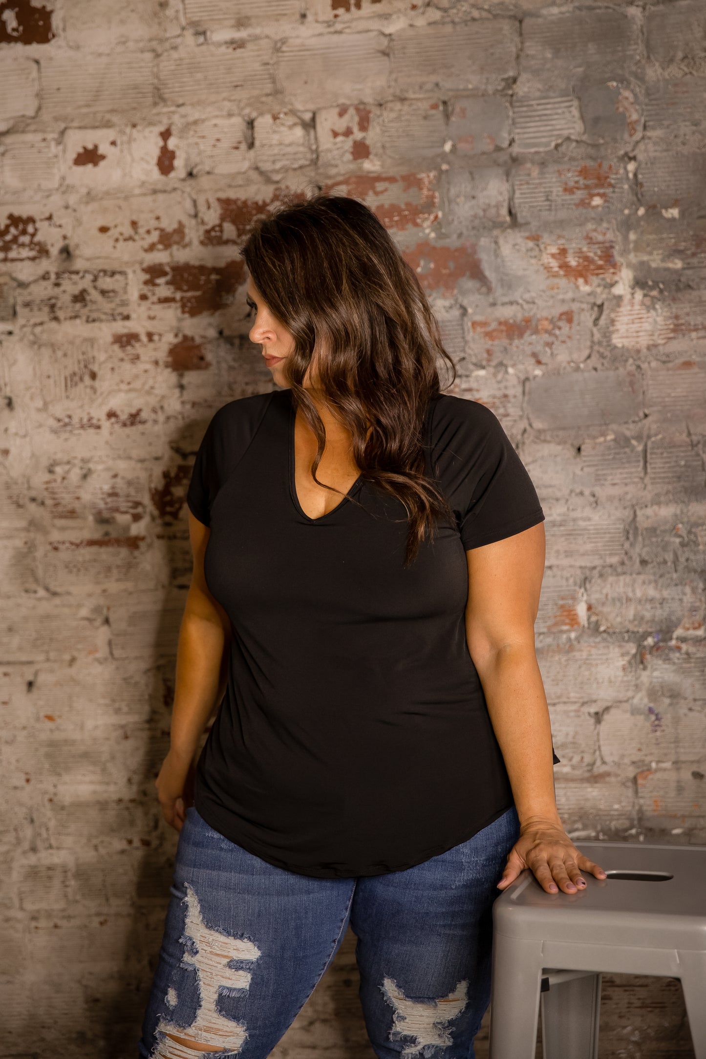 Phierce Fashions Flowy V-Neck Brami Tee- FINAL SALE