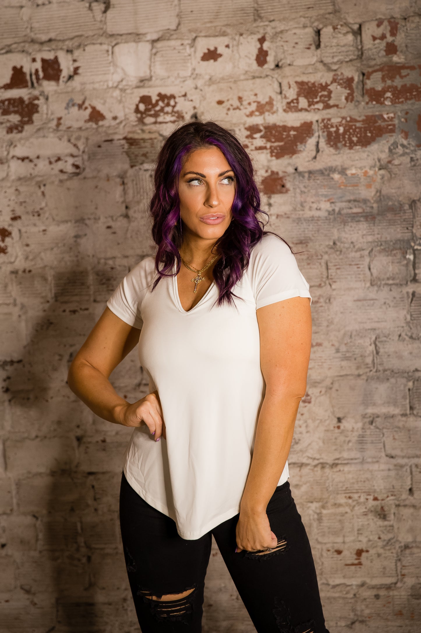 Phierce Fashions Flowy V-Neck Brami Tee- FINAL SALE