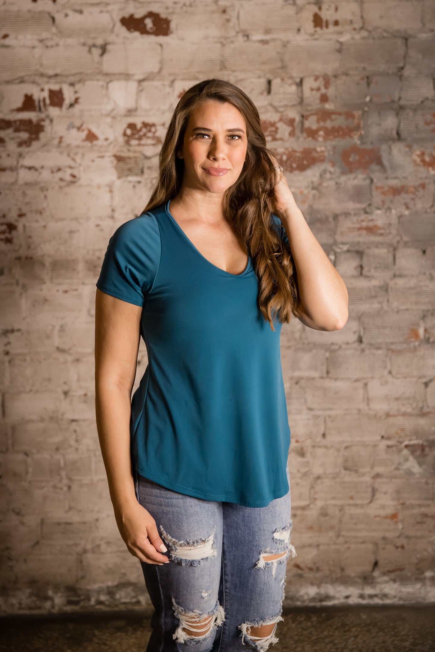 Phierce Fashions Flowy V-Neck Brami Tee- FINAL SALE