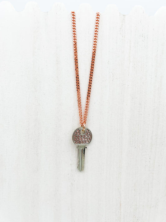 Rose Gold Rachel Key Necklace- FINAL SALE