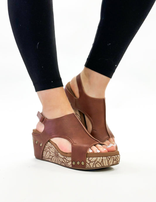 Corky's Cognac Floral Wrap Carley Sandals