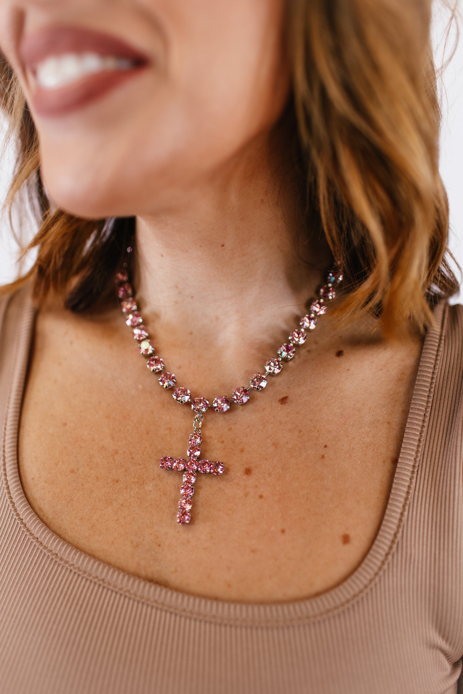 Tova Mini Donatella Necklace in Silver Light Rose Glimmer - FINAL SALE