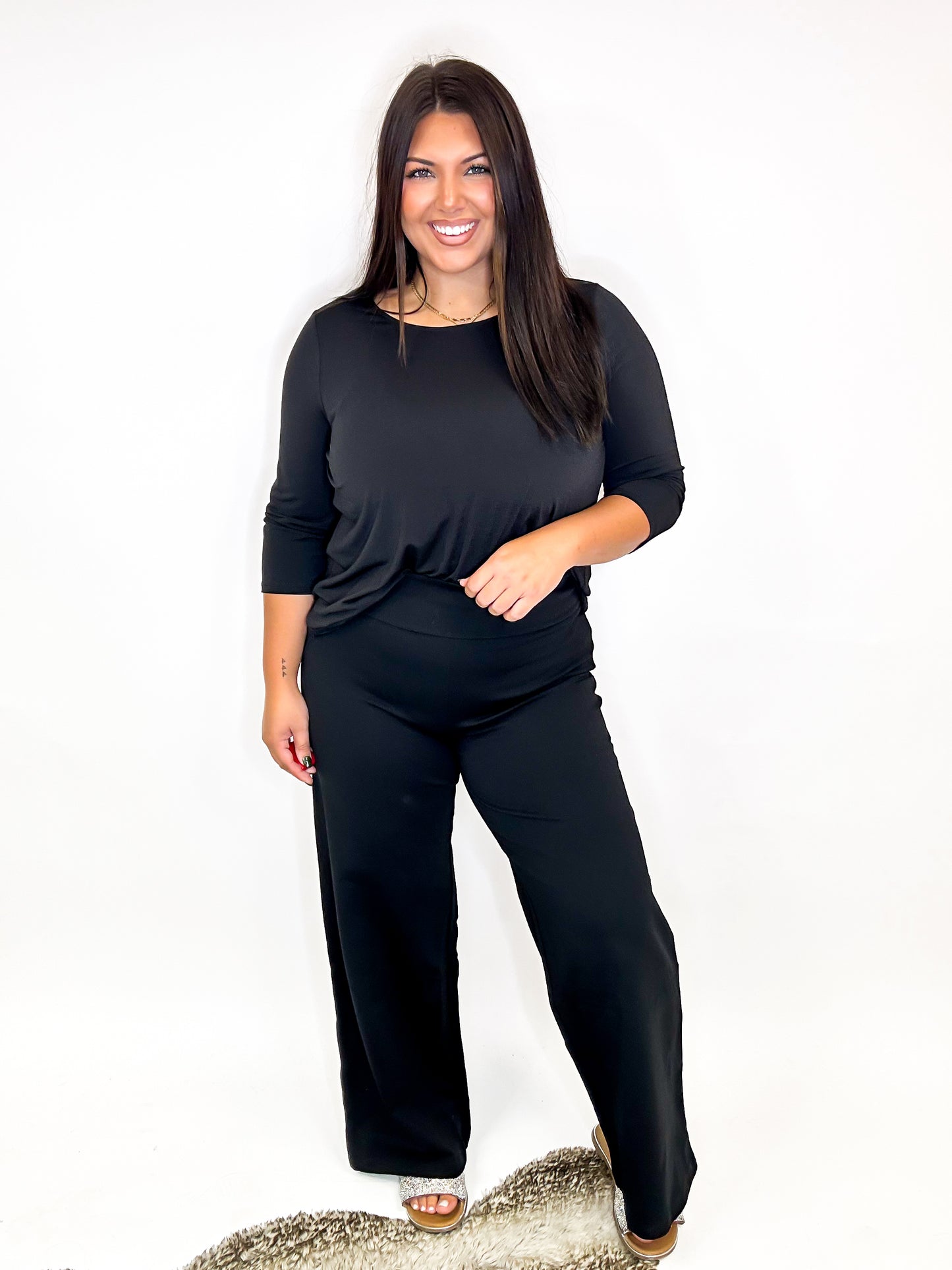 Pantalon à coupe fluide en noir - Reg/Curvy