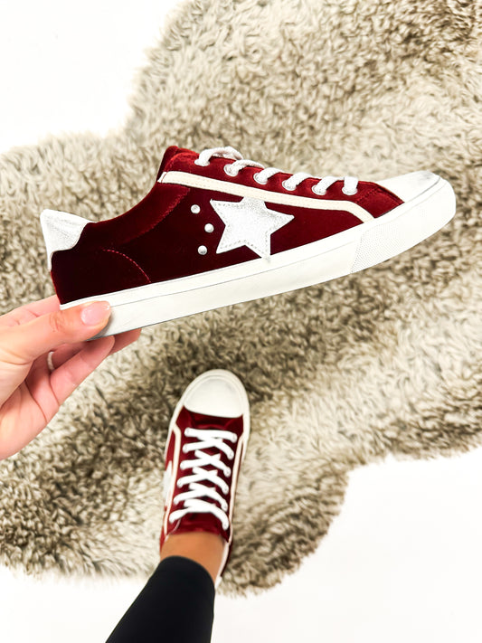 Corky's Rust Velvet Big Dipper Sneakers