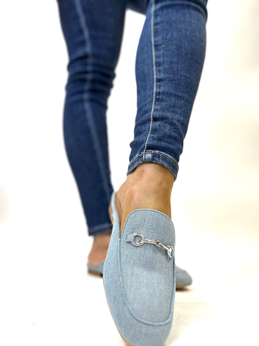 Corky's Blue Denim Charmer Mules