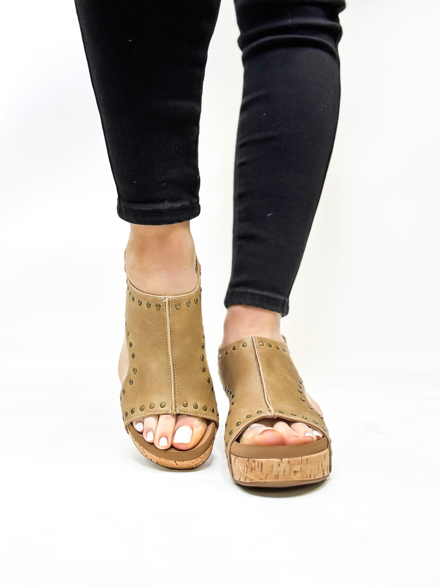 Corky's Taupe Oil Pu Studs Carley Sandals