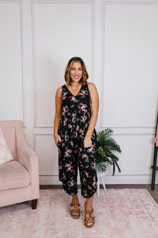 Phierce Fashions Jumpsuit in Black Floral - Reg/Curvy