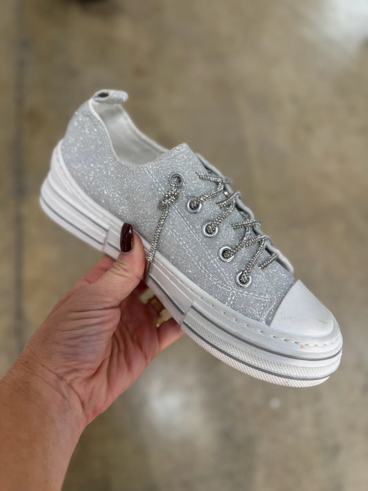 Presale: Very G Silver Glitter Aman Sneakers
