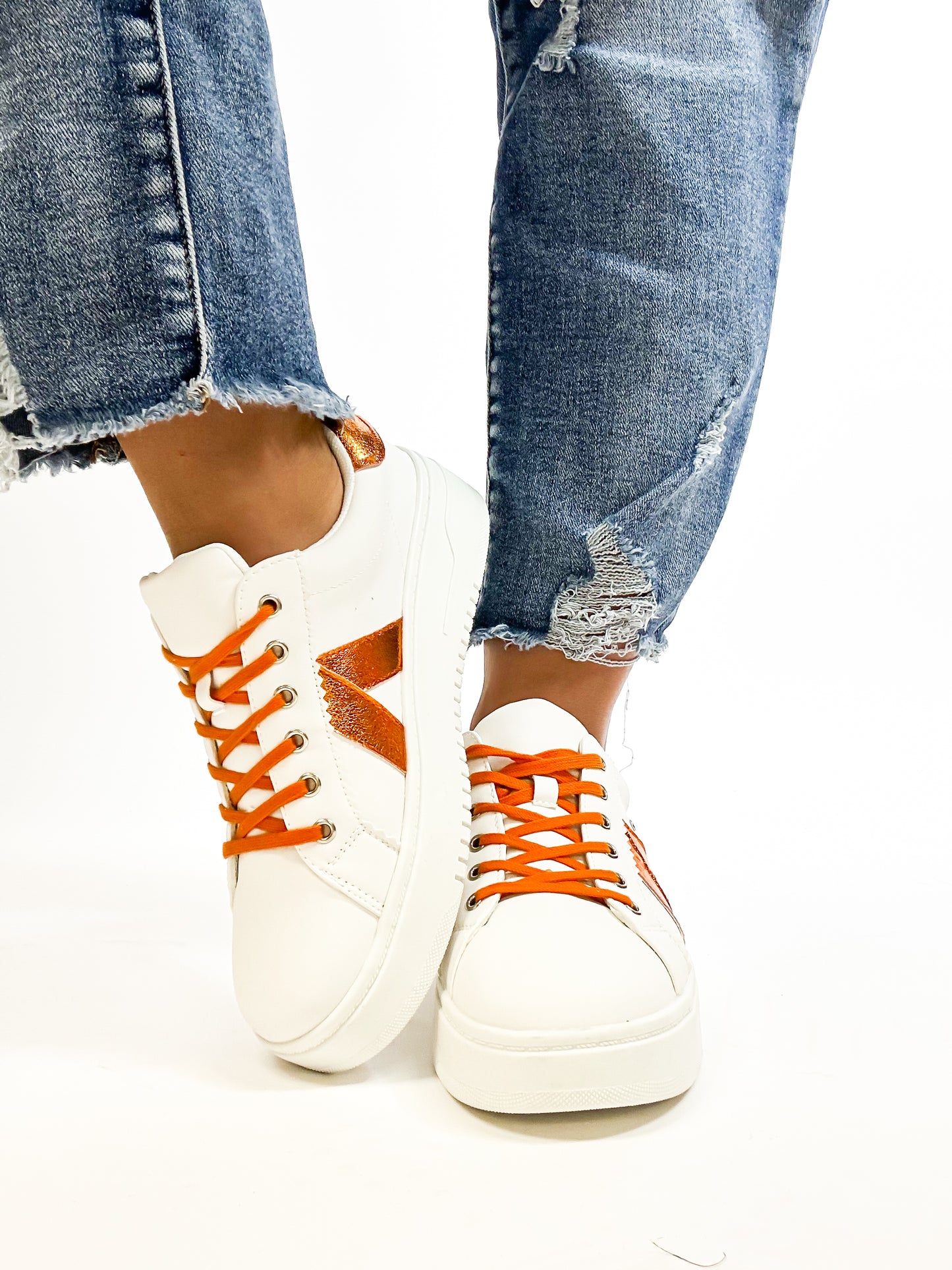 Corky's Orange Crinkle Metallic Tailgate Sneakers