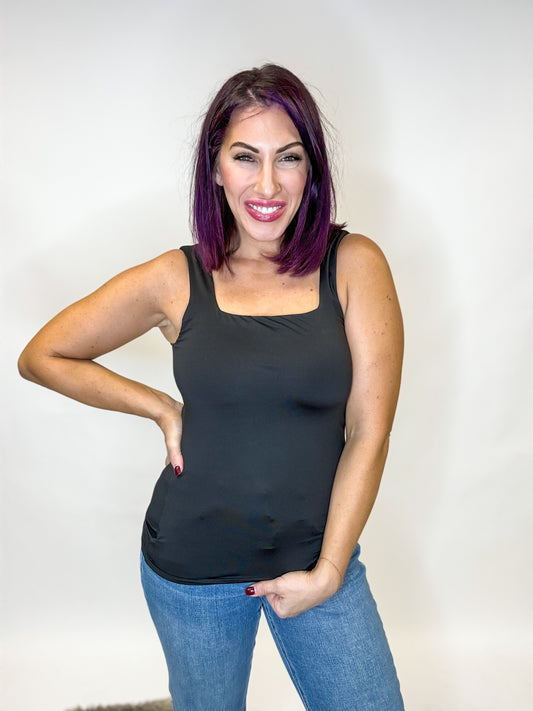 Here's The Scoop Tank in Black - Reg/Curvy