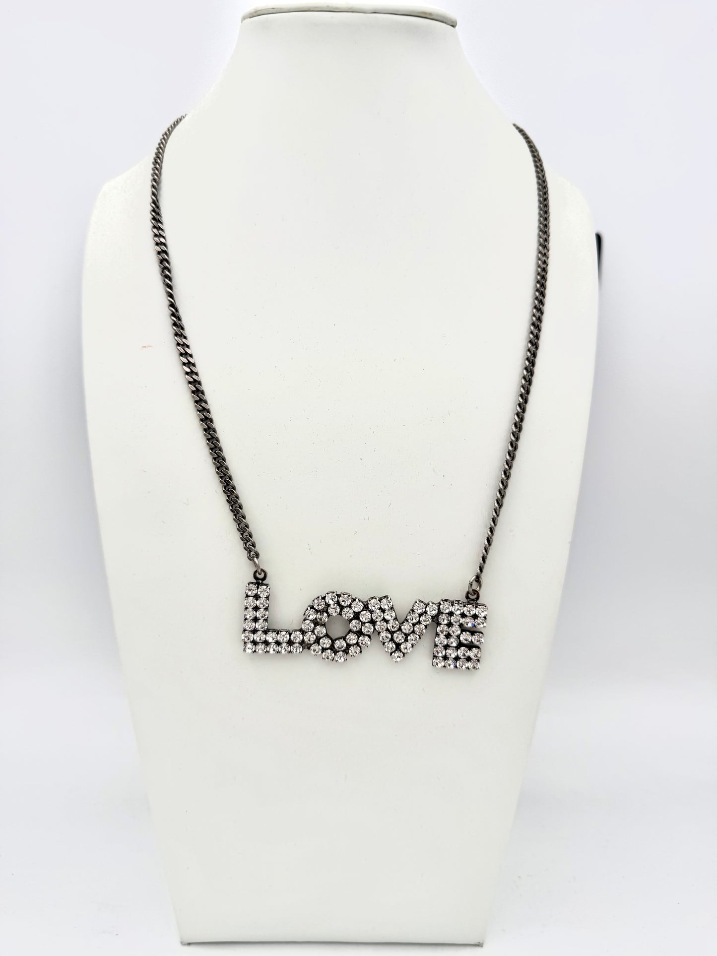 Tova Mini La La Love Necklace in Antique Silver Clear  - FINAL SALE