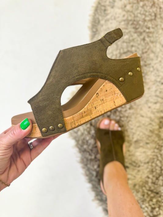 Corky's Olive Suede Carley Sandals