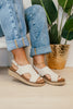Corkys Tan White Stripe Ready Or Not Sandals - FINAL SALE