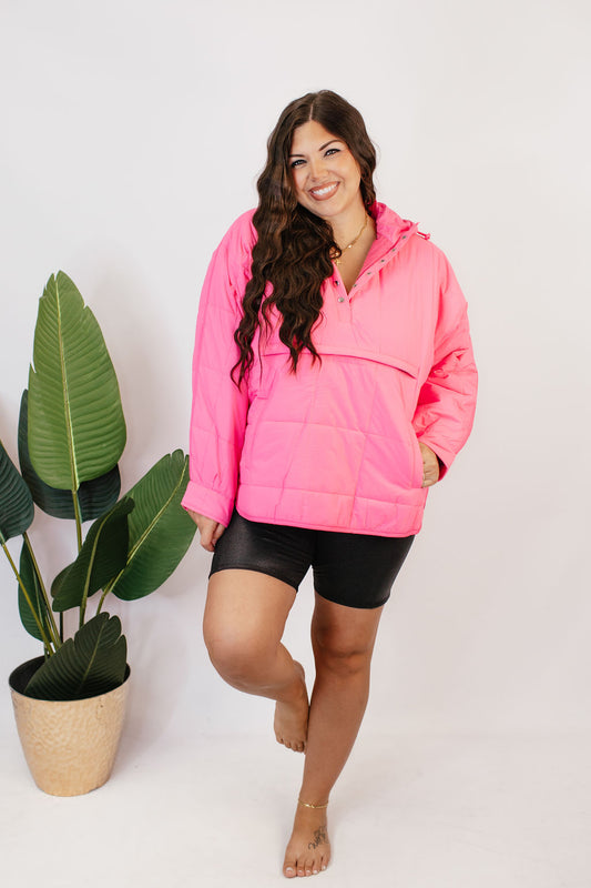 Bright Side Puffer Jacket In Pink - Reg & Curvy
