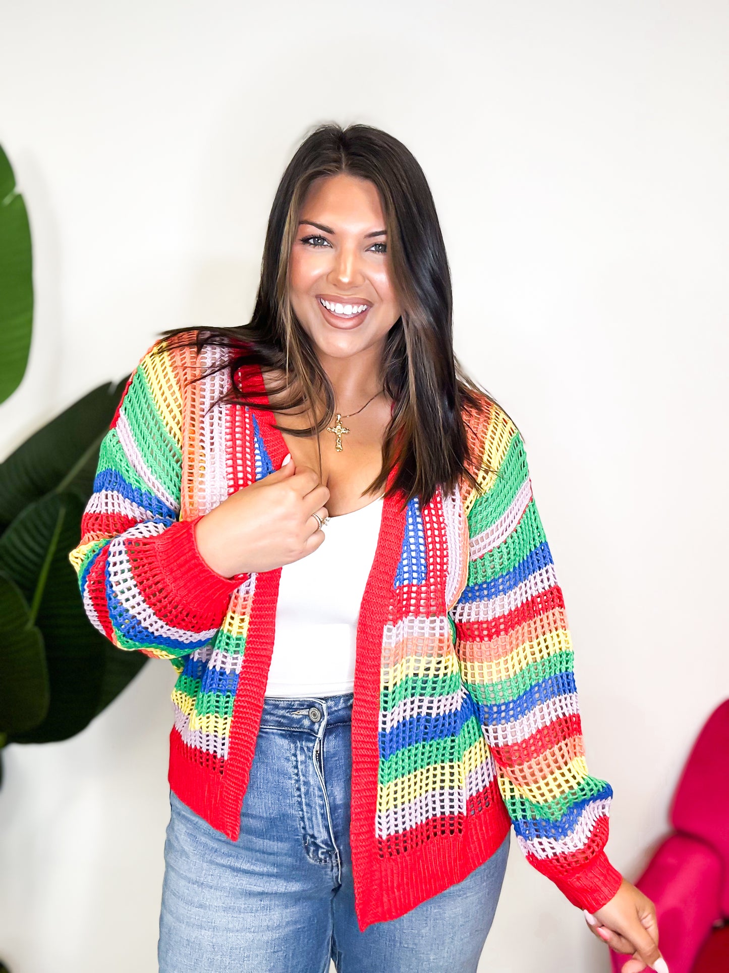 Rainbow Crochet Cardigan - Reg/Curvy