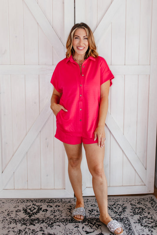 In The Morning Romper in Fuchsia