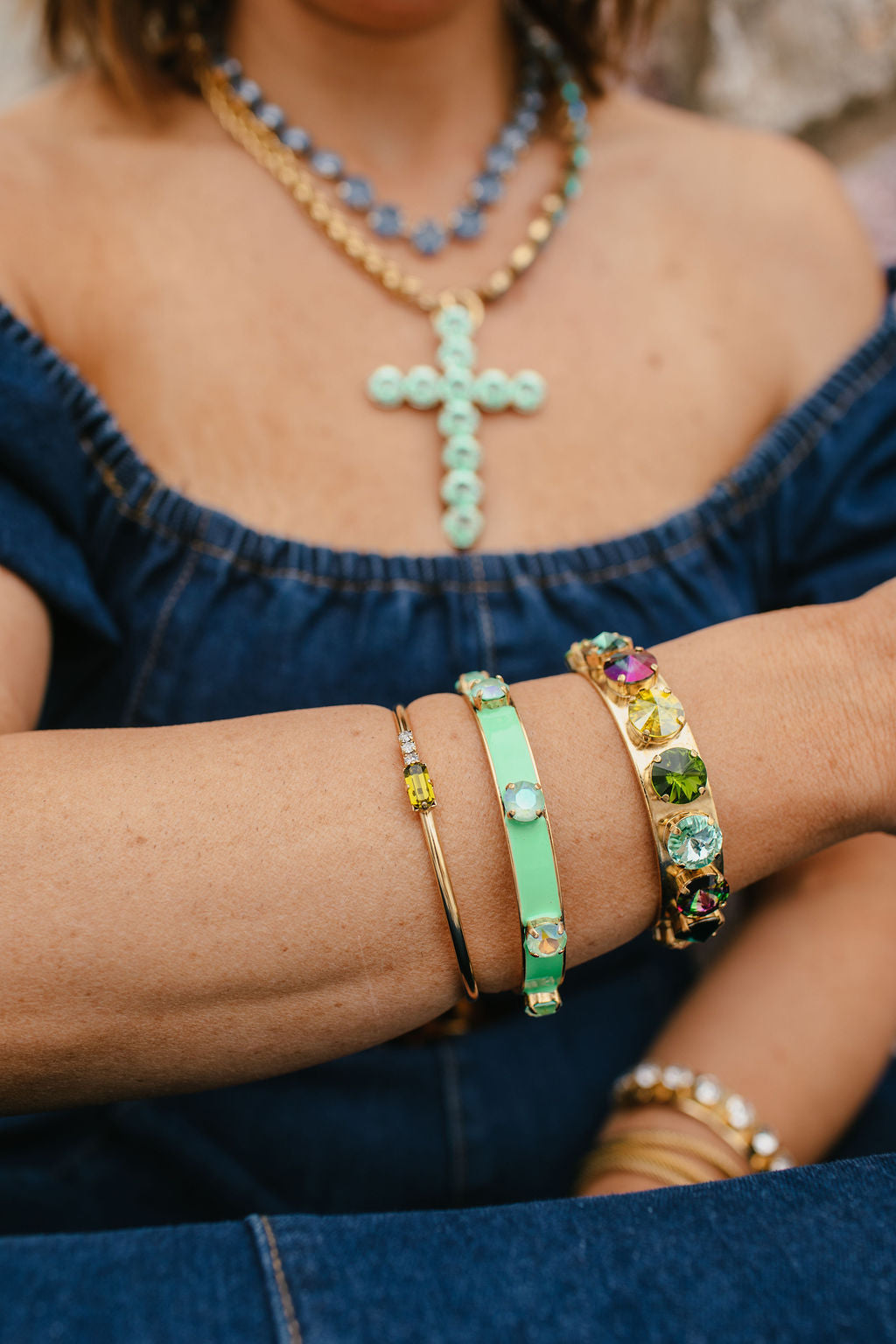 Tova Keira Cuff In Green Mix