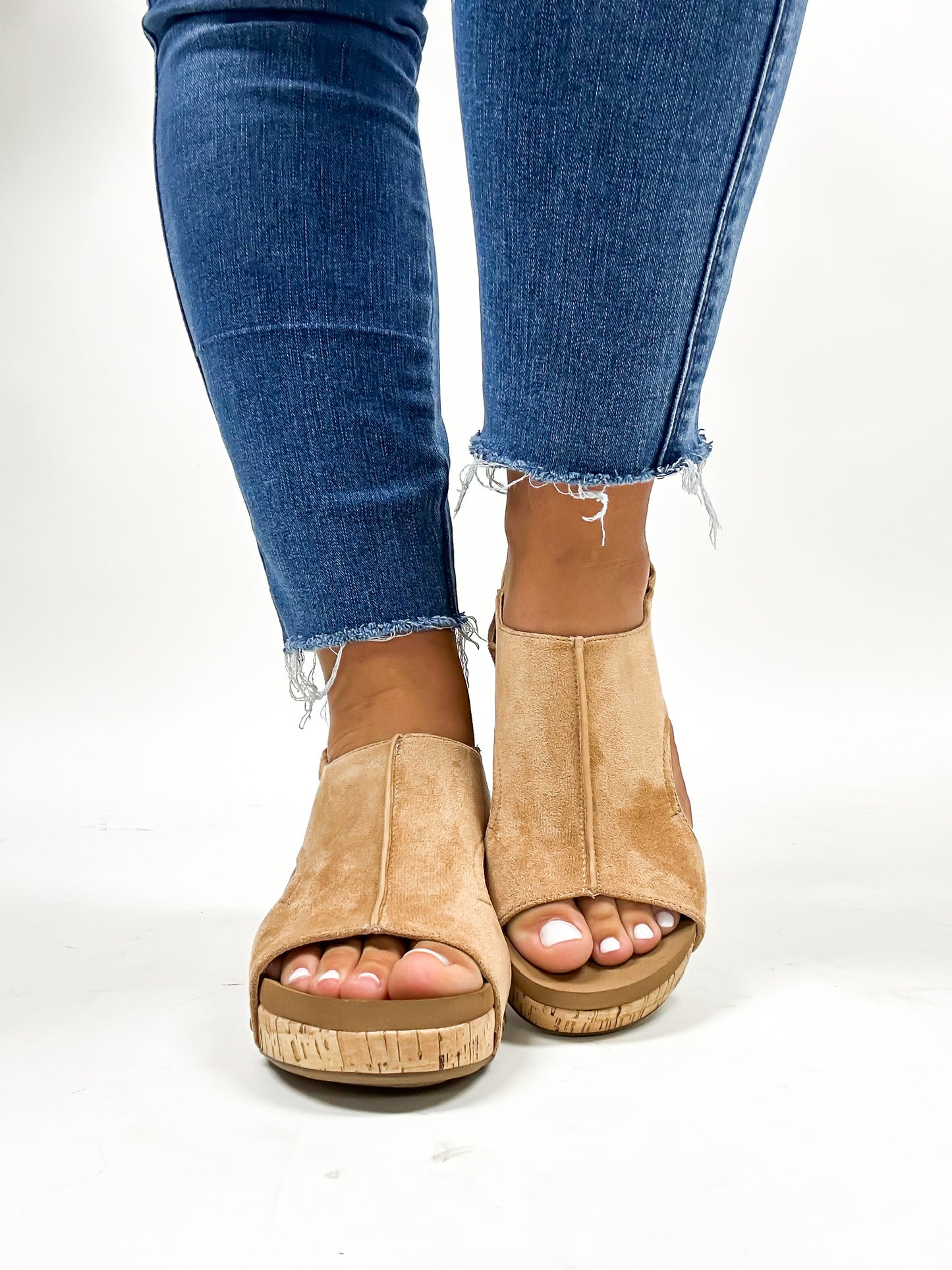 Corky's Camel Faux Suede Volta II Wedges