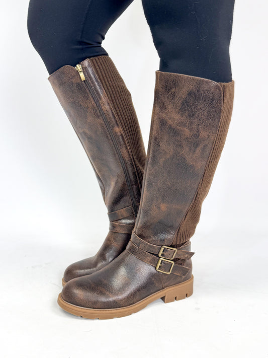 Corky's Espresso Crinkle Hay Bale Wide Calf Friendly Boots