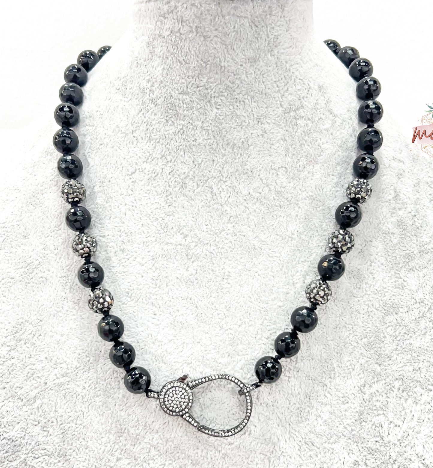 Presale: Gunmetal Stone Front Clasp Necklace