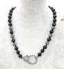 Presale: Gunmetal Stone Front Clasp Necklace