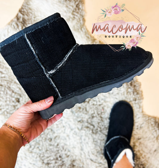 Corky's Black Corduroy Comfort Boots- FINAL SALE