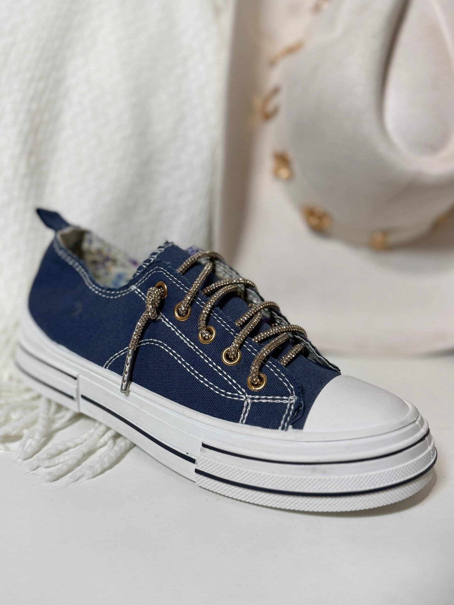 Very G Navy Aman Gold Sneakers