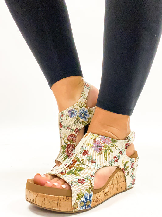 Corky's Sand Brocade Floral Carley Sandals