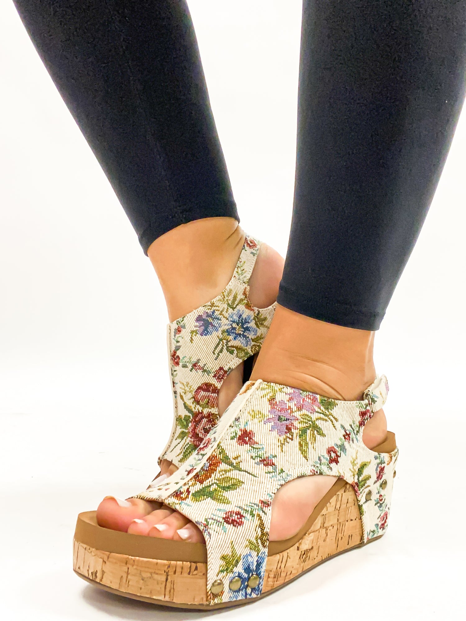 Corky's Sand Brocade Floral Carley Sandals FINAL SALE