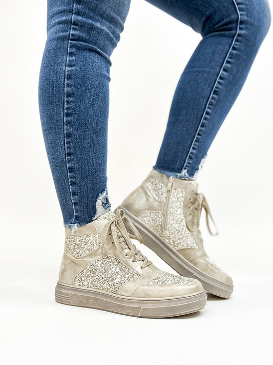 Corky's Gold Metallic Notorious High Top Sneakers