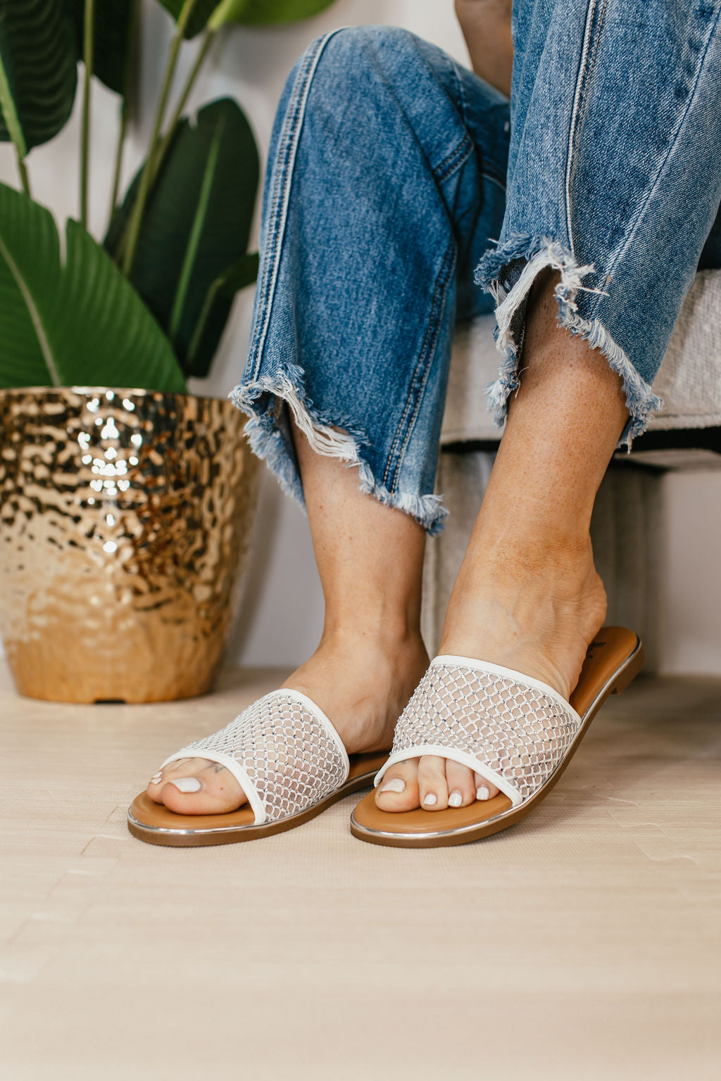 Corky's White Just Meshin With Ya Sandals