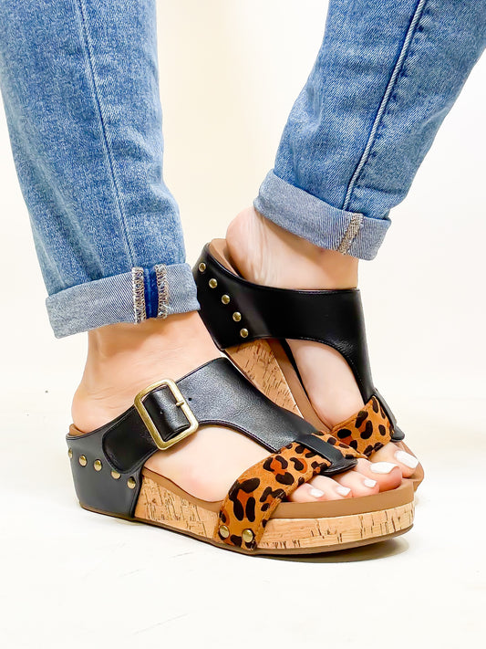 Corky's Black Leopard Combo Top Secret Wedges