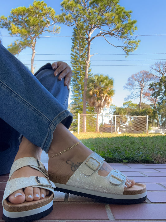 Corky's White Glitter Beach Babe Sandals