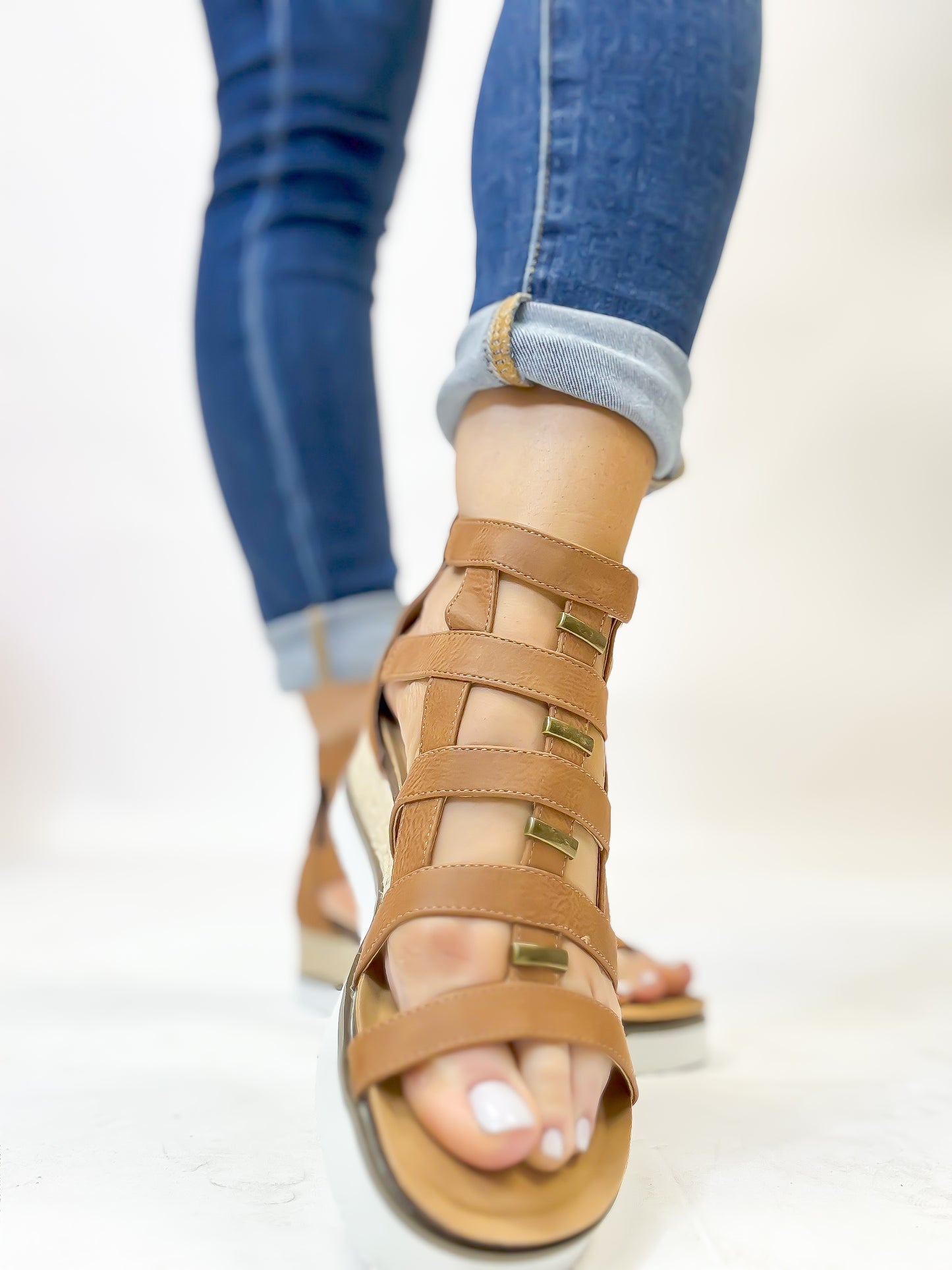 Corky's Cognac Caged Animal Sandals