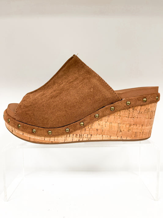 Presale: Corky's Tobacco Faux Suede Hissy Fit Wedges