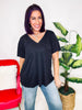 Basic and Soft V-Neck Top in Black