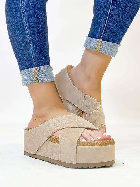 Corky's Sand Faux Suede Don't Cross Me Sandals