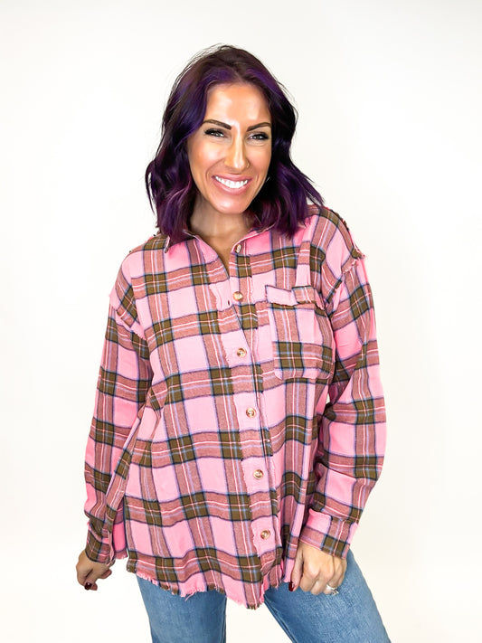 Pink Lady Flannel Plaid Shirt - Reg/Curvy