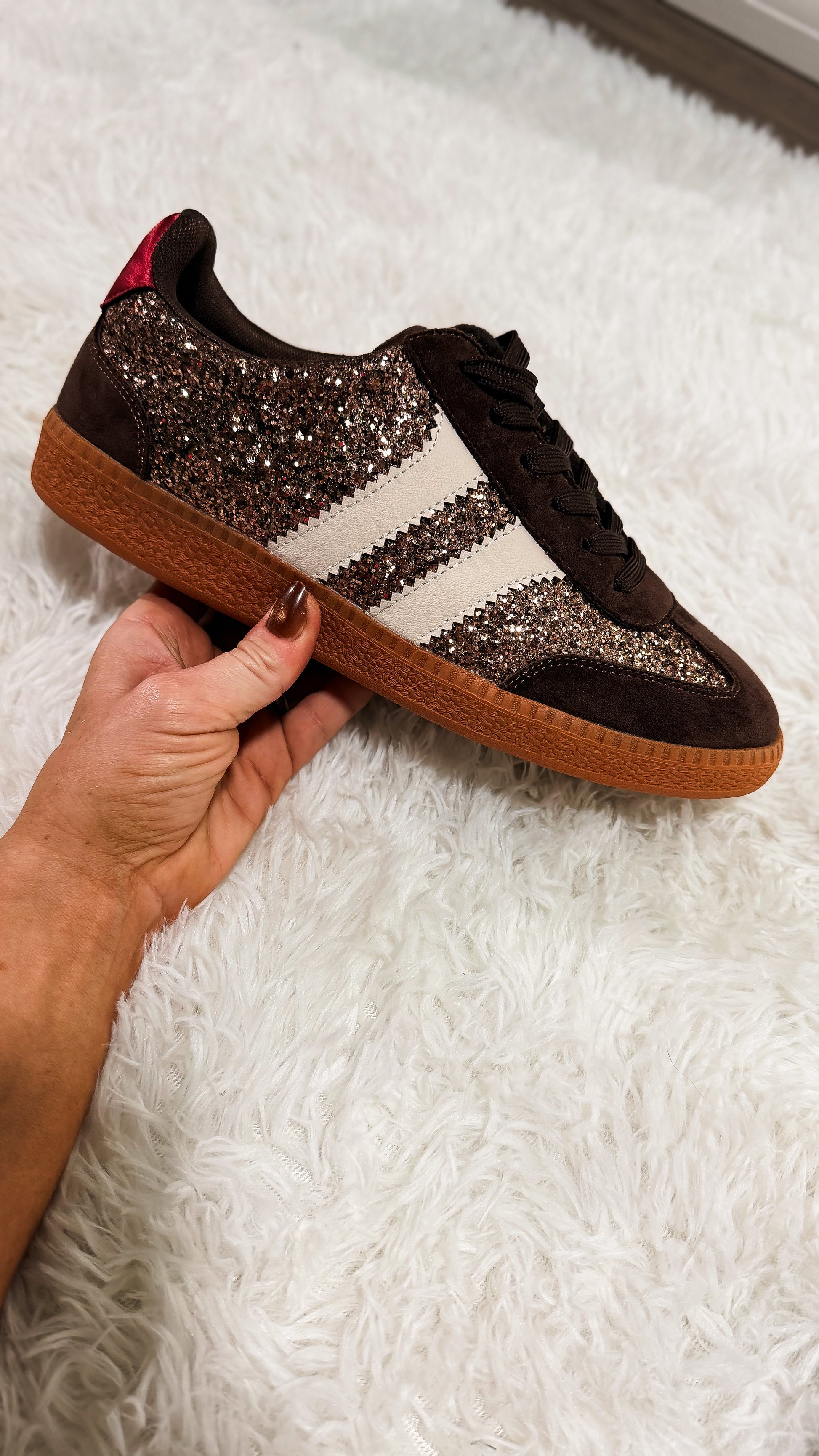 Corky's Chocolate Glitter Heads Up Sneakers