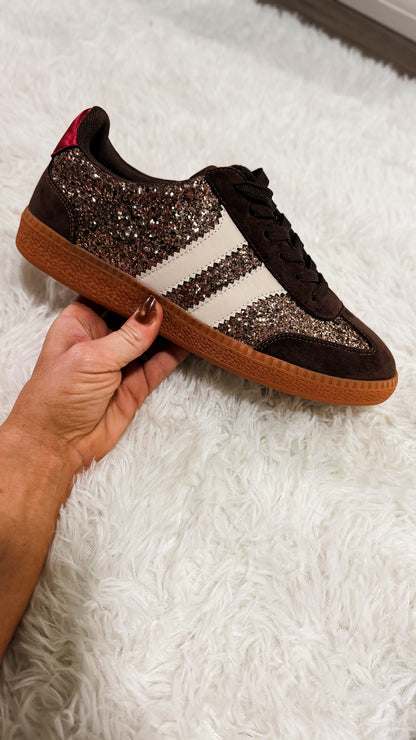 Corky's Chocolate Glitter Heads Up Sneakers