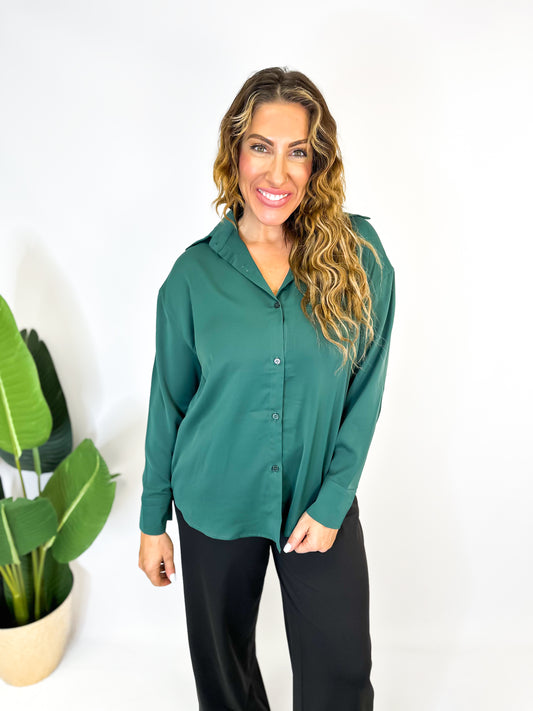 Classic Kathryn Button Up Top in Forest Green - Reg & Curvy