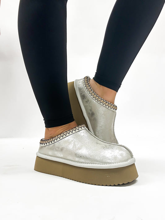 Corky's Washed Silver Metallic Pillow Talk Shoes