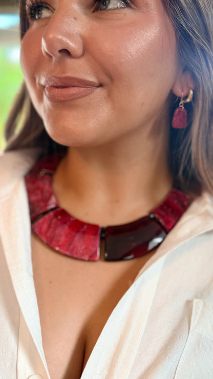 Perfectly Polished Necklace Set in Red