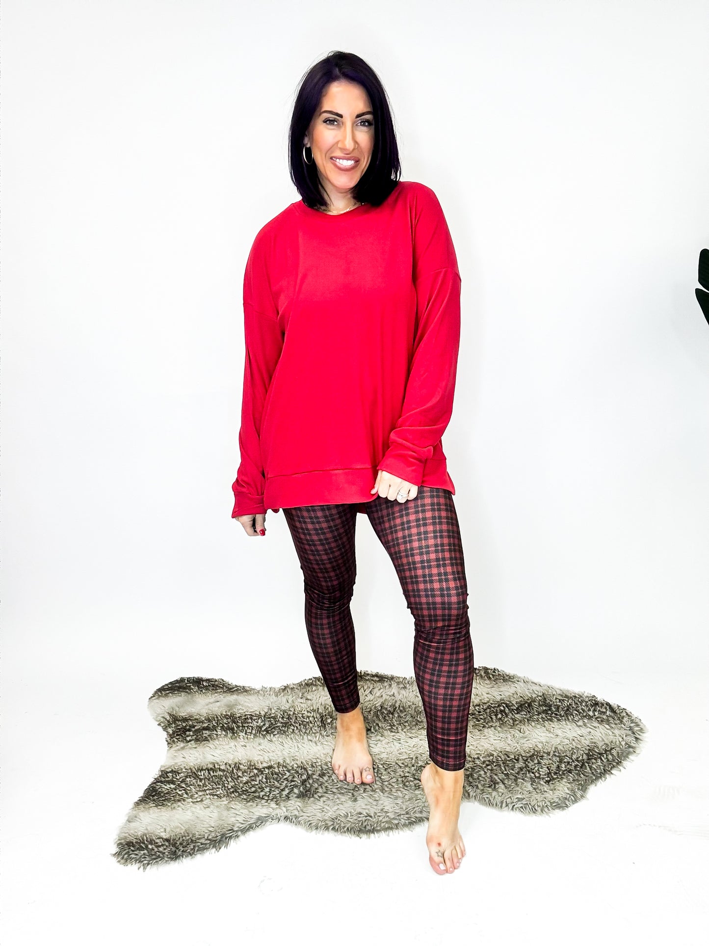 Warm Hug Top in Red - Reg/Curvy - FINAL SALE