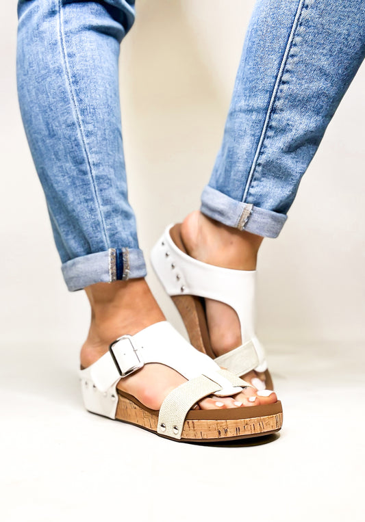 Corky's White Silver Combo Top Secret Wedges