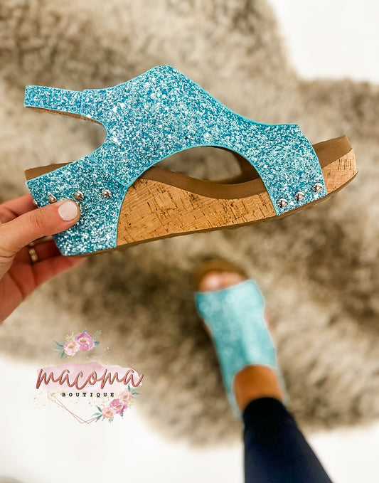 Corky's Turquoise Chunky Glitter Carley Sandals